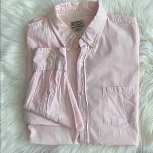 J. Crew Stripped Pink cotton button down shirt L